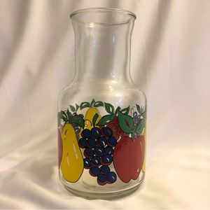 Vintage KIG Glass MCM Fruit Sangria Pitcher Carafe Pear Grapes Apple Design